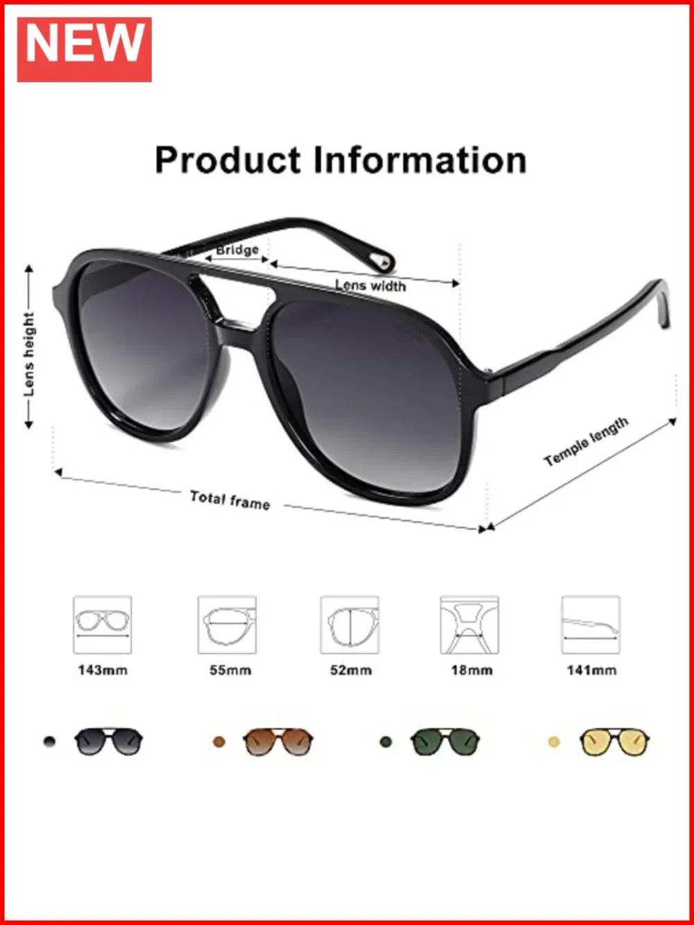 Retro Polarized Aviator Sunglasses Square Frame UV Protection